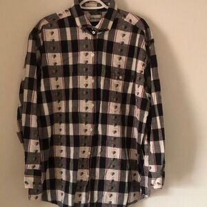 Woman’s millennium black and White Plaid hearts button up Shirt